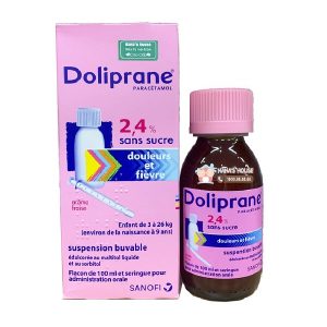Siro hạ sốt Doliprane 2,4% sans sucre của Pháp cho trẻ sơ sinh và trẻ nhỏ chai 100ml