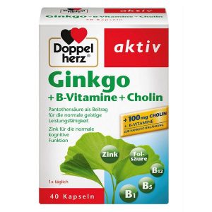 Viên uống bổ não Doppelherz Aktiv Ginkgo + B-Vitamine + Cholin của Đức hộp 40 viên