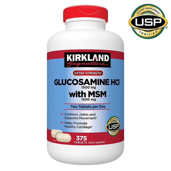 Viên uống bổ khớp Kirkland Signature Glucosamine HCL with MSM của Mỹ lọ 375 viên