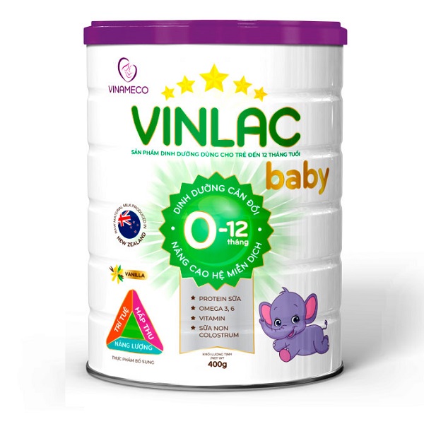 Sữa bột Vinlac Baby của Việt Nam cho bé từ 0 đến 12 tháng hộp 400g