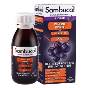 Siro tăng sức đề kháng Sambucol Black Elderberry Immuno Forte của Anh cho trẻ trên 3 tuổi lọ 120ml