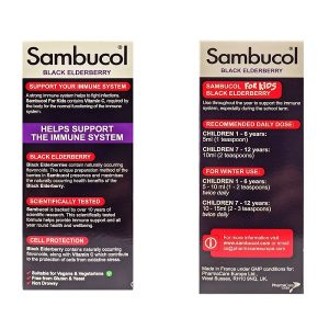Siro tăng sức đề kháng Sambucol Black Elderberry Liquid For Kids + Vitamin C của Anh cho trẻ từ 1 đến 12 tháng lọ 120ml