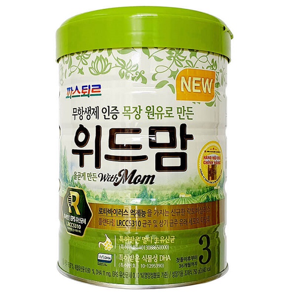 Sữa bột With Mom số 3 của Hàn Quốc cho trẻ từ 1 đến 3 tuổi hộp 750g