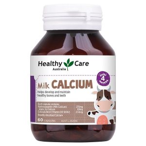 Viên uống canxi sữa Healthy Care Milk Calcium của Úc cho trẻ từ 4 tháng tuổi lọ 60 viên
