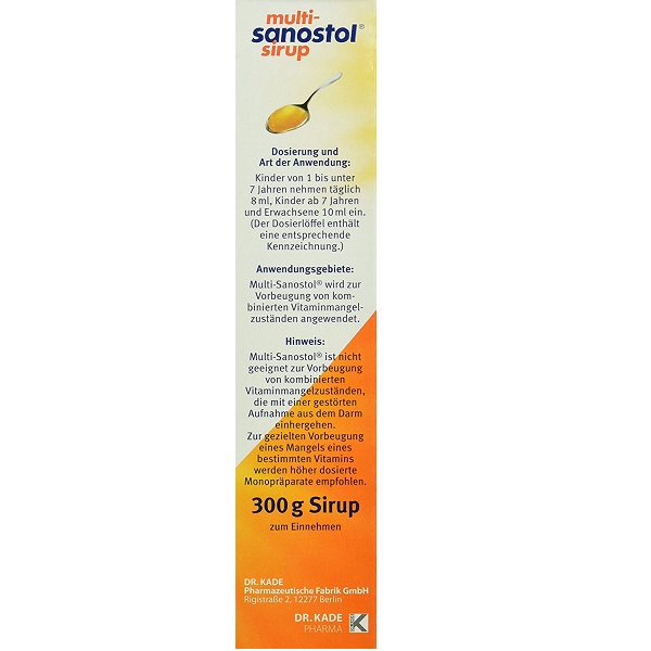 Vitamin dạng siro Sanostol Multi Sanostol Sirup số 1 của Đức cho trẻ từ 1 đến 3 tuổi lọ 300ml