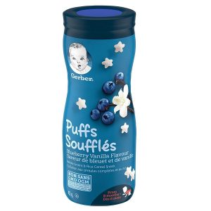 Bánh ăn dặm Gerber Puffs Blueberry vị việt quất của Mỹ cho trẻ từ 6 tháng lọ 42g