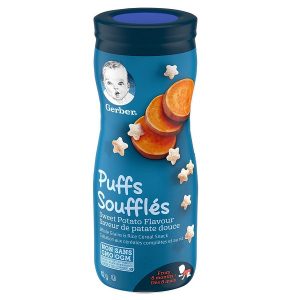 Bánh ăn dặm Gerber Puffs Sweet Potato vị khoai lang của Mỹ cho trẻ từ 6 tháng tuổi lọ 42g