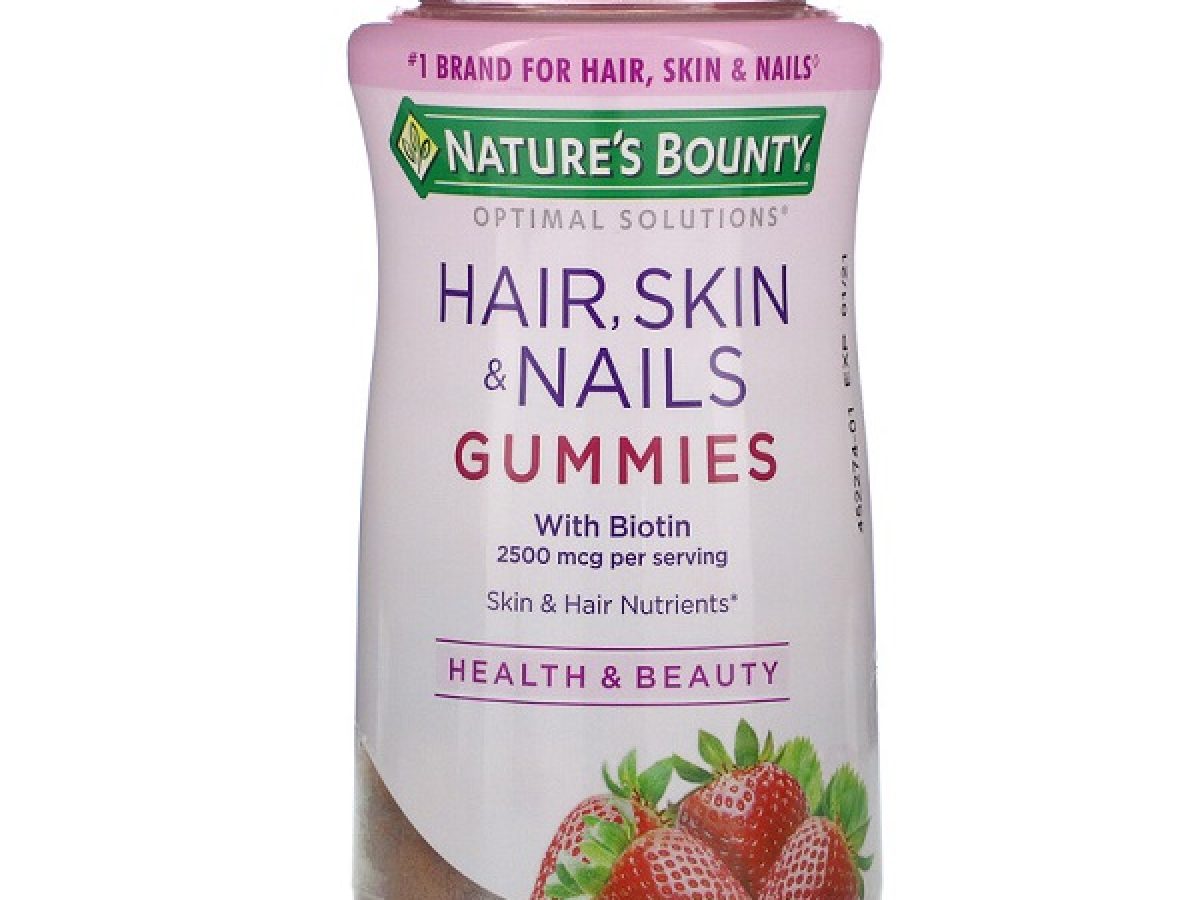Kẹo dẻo đẹp da, móng và tóc Nature's Bounty Hair Skin And Nails Gummies vị  dâu của Mỹ lọ 80 viên - Mẹ và Bé Plaza