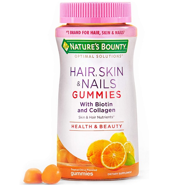 Kẹo dẻo đẹp da, móng và tóc Nature's Bounty Hair Skin And Nails Gummies vị  cam của Mỹ lọ 80 viên - Mẹ và Bé Plaza