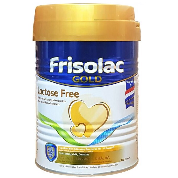Sữa bột Frisolac Gold Lactose Free của Hà Lan cho trẻ từ 0 đến 12 tháng hộp 400g