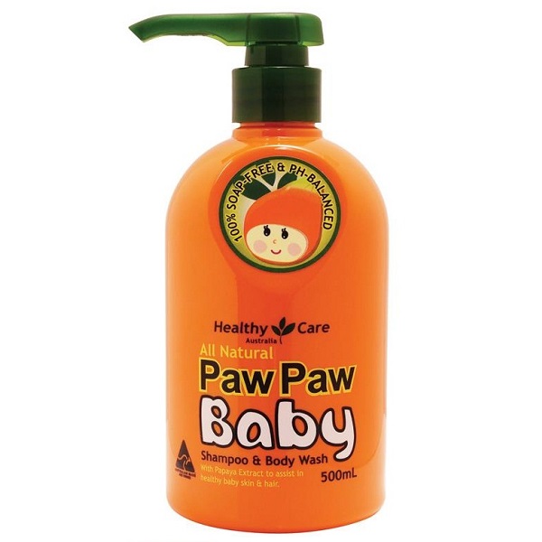 Sữa tắm gội 2 in 1 cho bé Healthy Care Paw Paw Baby của Úc chai 500ml