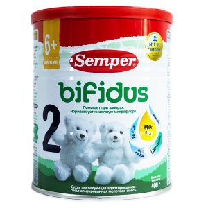 Sữa bột Semper Bifidus số 2 của Nga chống táo bón cho trẻ từ 6 đến 12 tháng hộp 400g