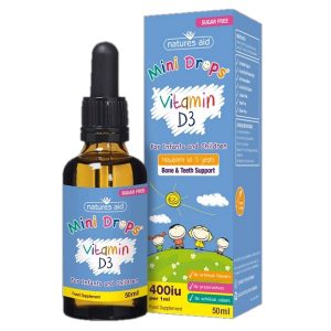 Vitamin D3 dạng siro Natures Aid Vitamin D3 Drops của Anh cho trẻ từ 0 đến 5 tuổi lọ 50ml