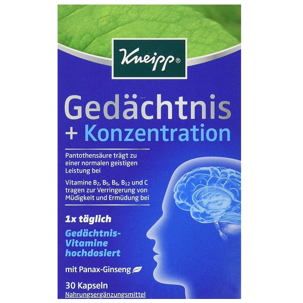 Viên uống bổ não, hỗ trợ tiền đình Kneipp Gedächtnis + Konzentration của Đức hộp 30 viên