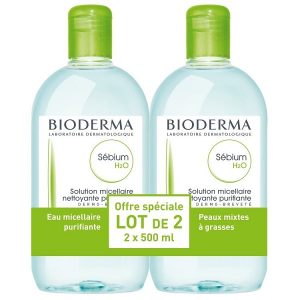 Set 2 chai Nước tẩy trang Bioderma Sébium H2O của Pháp dành cho da dầu và da mụn 500ml/chai