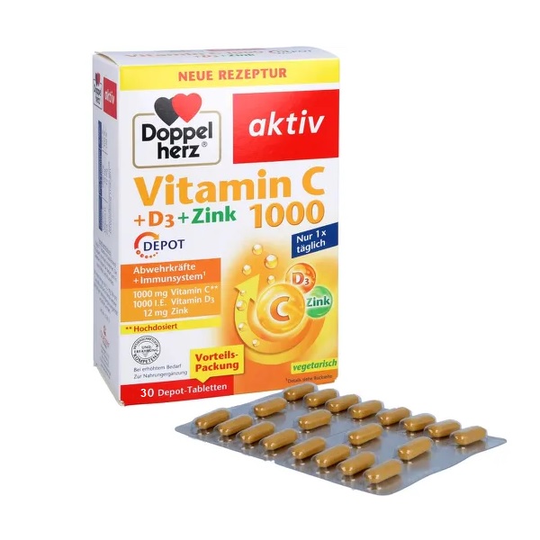 doppel herz vitamin C1000 D3+zink 30 cap