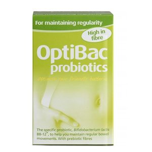 Men vi sinh optibac probiotics for maintaining regularity của Anh bổ sung chất Xơ, lợi khuẩn, trị táo bón hộp 10 gói