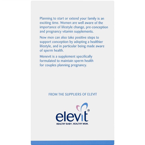 Viên hỗ trợ sức khỏe sinh sản nam Menevit Pre-Conception Sperm Health của Úc hộp 90 viên