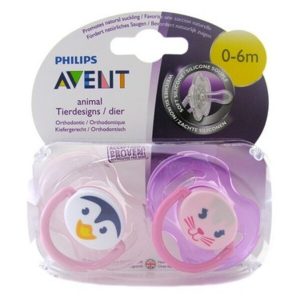 set 2 ty ngậm Philips Avent Animals cho bé từ 0 đến 6 tháng tuổi
