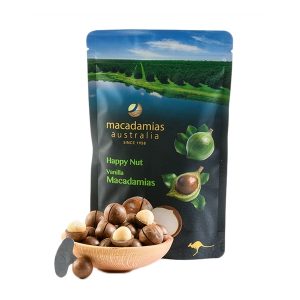 hạt mắc ca nguyên vỏ Macadamias Australia Vanilla Happy Nut 225gr.1.1