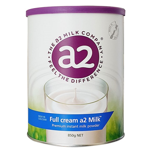 Sữa tươi dạng bột A2 nguyên kem Full Cream Milk của Úc cho trẻ từ 3 tuổi hộp 850g