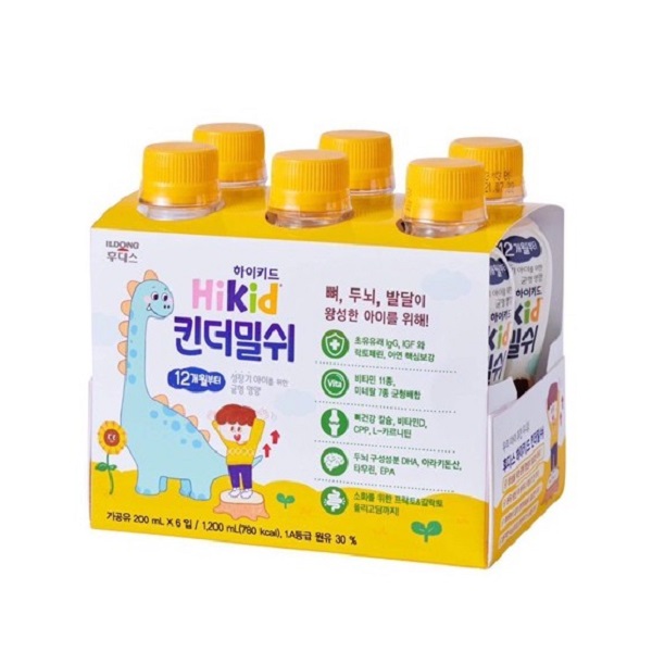 Sữa tươi tăng chiều cao HiKid của Hàn Quốc cho bé từ 1 tuổi lốc 6 hộp x 200ml/hộp