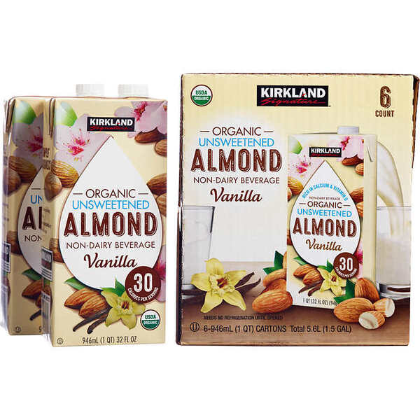 Sữa hạnh nhân Kirkland Signature Organic không đường của Mỹ thùng 6 hộp x 946ml